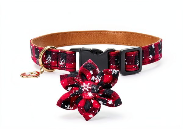 ADOGGYGO Christmas Dog Collar Plaid Floral Pet Collar-4