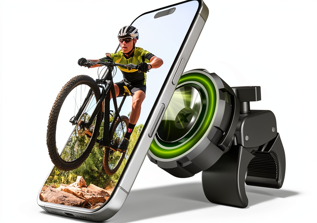 Magnetic Bike Phone Holder in action