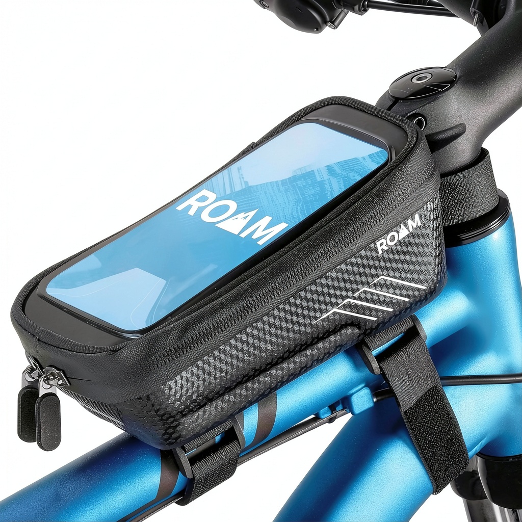 Roam Waterproof Phone Holder Bag on a bicycle
