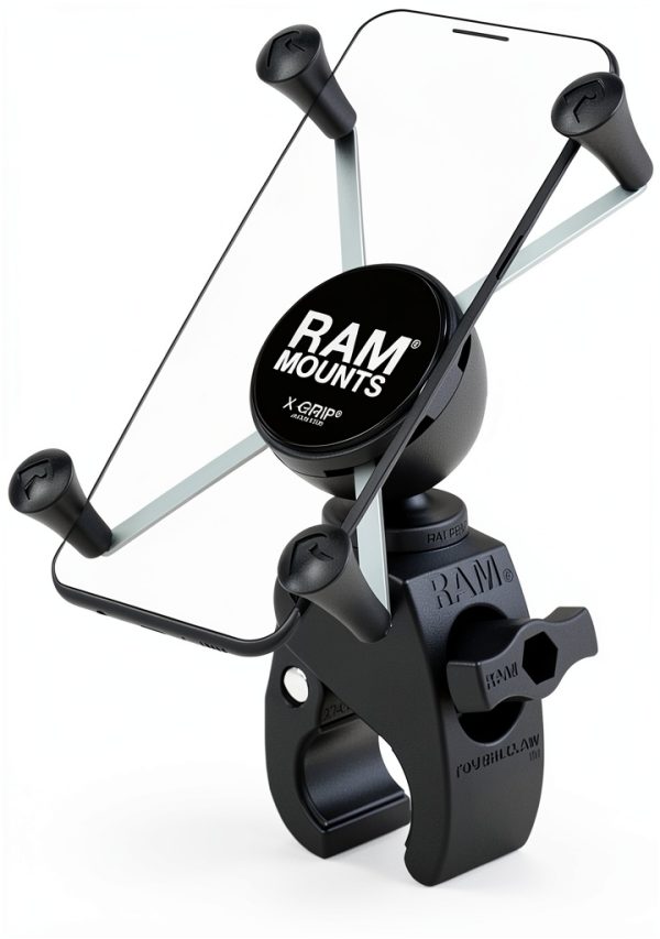 RAM MOUNTS Tough-Claw Phone Mount 0.625‑1.5" Rail Clamp Rubber Caps-0