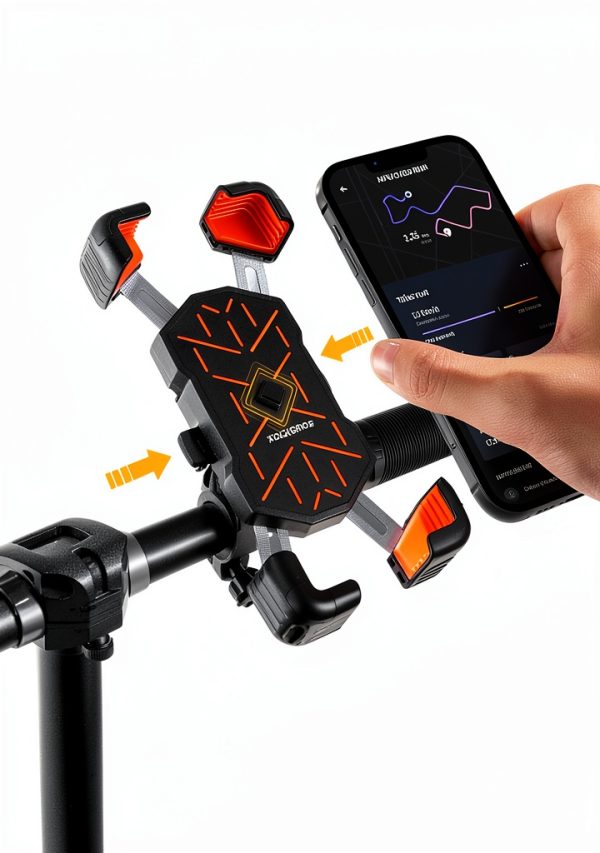 ROCKBROS Motorcycle Phone Mount Handlebar Black Quick Release One-Hand-1