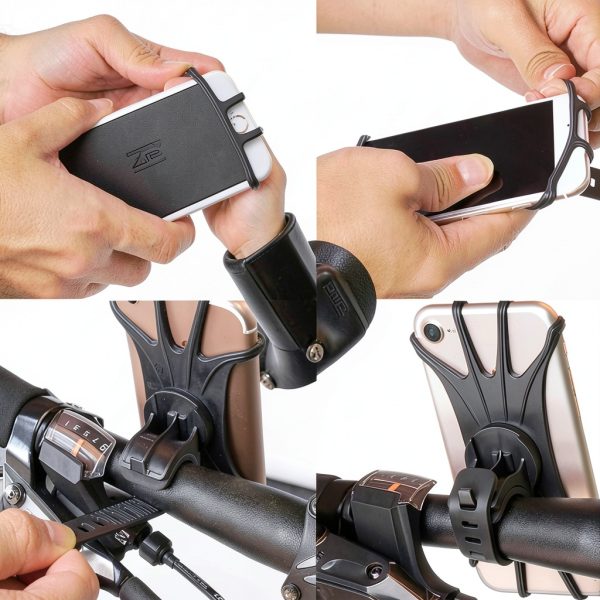 Bike Phone Holder Kinizuxi Silicone 2 Pack Black 360 Degree Rotation-6