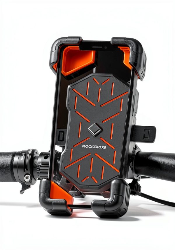 ROCKBROS Motorcycle Phone Mount Handlebar Black Quick Release One-Hand-3