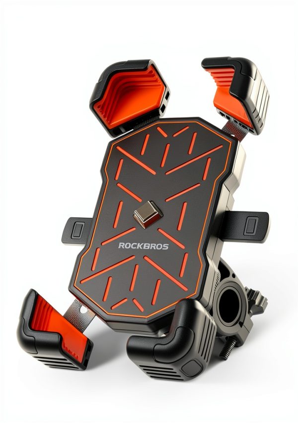 ROCKBROS Motorcycle Phone Mount Handlebar Black Quick Release One-Hand-4