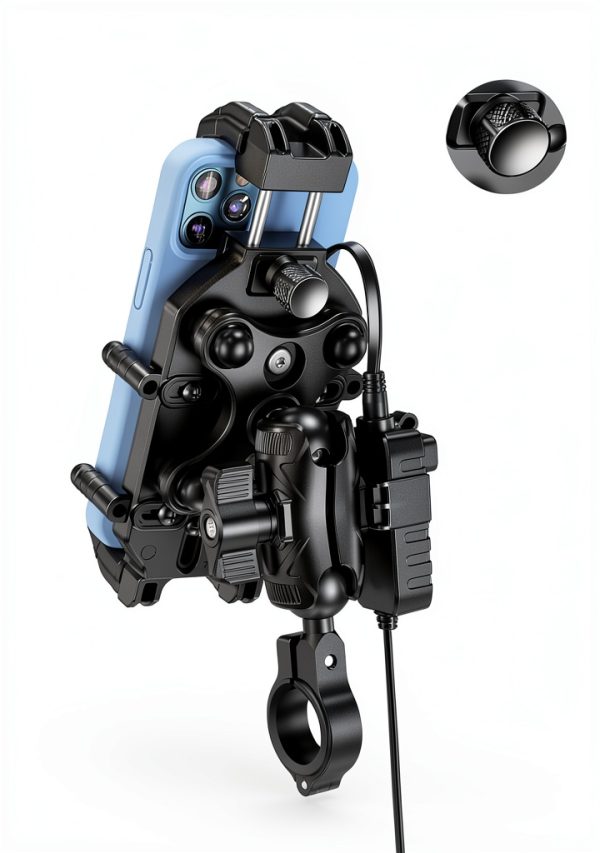 Motorcycle Phone Mount BRCOVAN M26-A IP66 Waterproof Qi 15W Charger-2