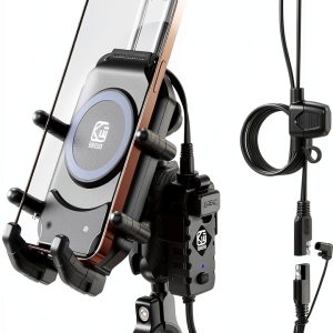 Motorcycle Phone Mount BRCOVAN M26-A IP66 Waterproof Qi 15W Charger-0