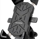 ROCKBROS Motorcycle Phone Mount Handlebar Black Quick Release One-Hand-0