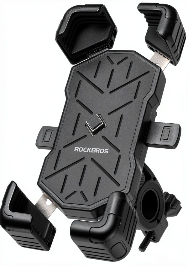 ROCKBROS Motorcycle Phone Mount Handlebar Black Quick Release One-Hand-0